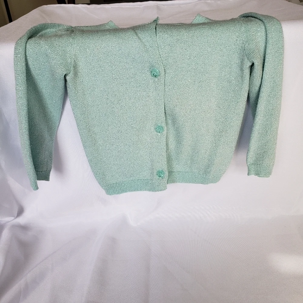 Gymboree Sparkle Pastel Green Cardigan Sweater Baby Girl Size 12-18 Months